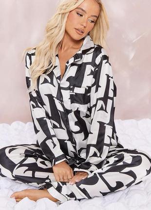 Пижама комплект для дома пижама сатиновая лого plt
