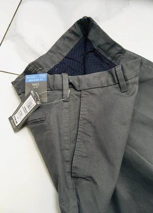 Серые базовые брюки marks&spencer 32 коттон8 фото