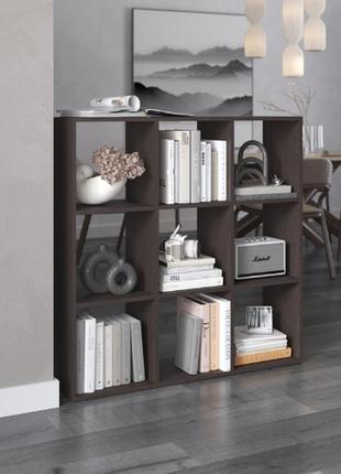 Етажерки та тумби, полиця для книг, вітрини для віталень, стелаж для дому, книжкова полиця венге темний