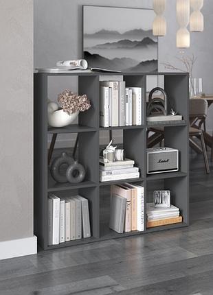Полиця для книг, вітрини для віталень,етажерки та тумби, стелаж для дому, книжкова полиця антрацит10 фото