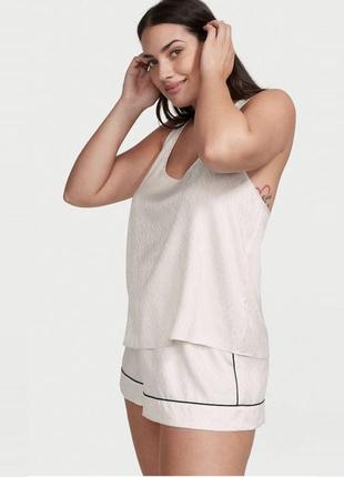 Майка victoria's secret satin  racerback tank ivory logo size  xl