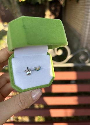 Срібні сережки єдиноріг 925