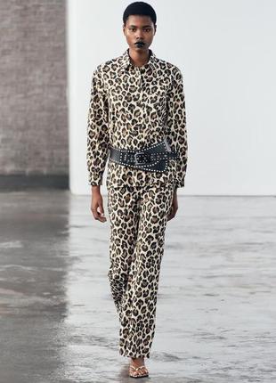 Zara костюм брючный с анималистическим принтом — zw collection