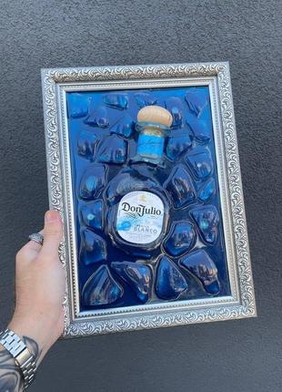 Унікальна картина ручної роботи, картина із розбитою пляшкою tequila "don julio" оригінальний подарунок