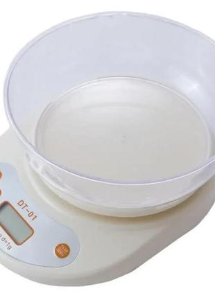 Весы кухонные dt-01 с чашей до 5 кг белый sanshop