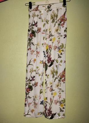 Женские белые брюки брюки брюки с цветами zara3 фото