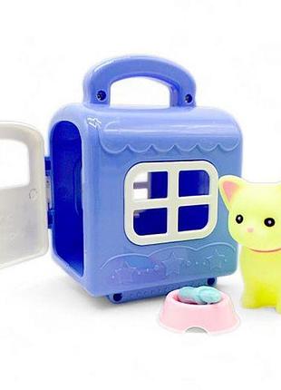 Ігровий набір "тварини з переноскою", блакитний (мікс різновидів)