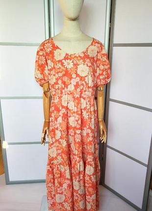 F&f сказочное длинное коттоновое платье в цветы,69 18