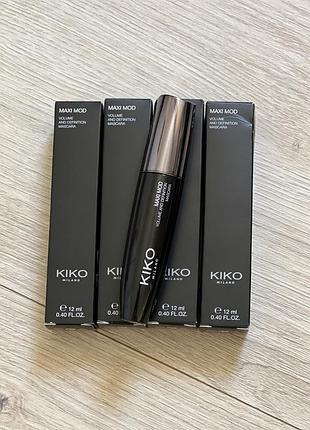 Тушь с мини щеточкой для максимального объема kiko milano maxi mod