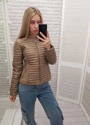 Демисезонная короткая стеганая куртка на молнии с капюшоном
