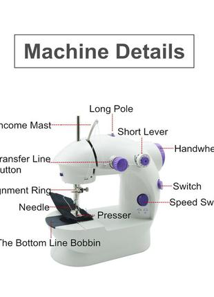 Электрическая мини швейная машинка набор с подсветкой и регулировкой скорости10 фото