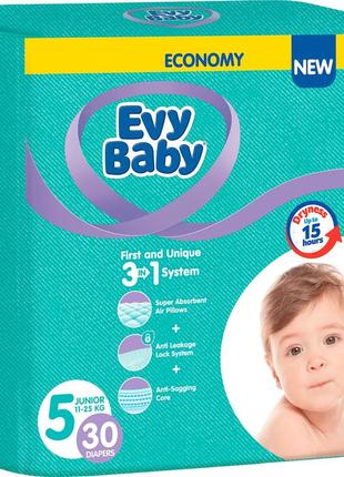 Дитячі підгузки evy baby junior jumbo 5 (11-25 кг) 30 шт. "kg"