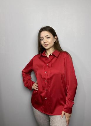 Блуза женская дизайнерская красная на пуговицах modna kazka mkjl30775