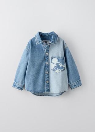 Рубашка верхняя синяя с мики на девочку zara new