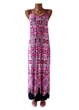 Новое брендовое длинное платье "м&со" с узором. размер uk 16/eur44 (xl,наш 50).