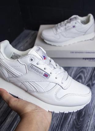 Reebok classic кроссовки мужские кеды классик белые кожаные кожа весенние осенние демисезонные топ качество