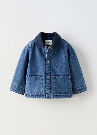 Куртка синяя с воротником zara new