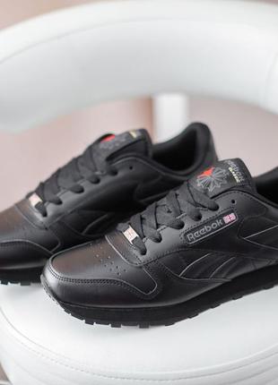 Reebok classic кроссовки кеды мужские черные мешки классик топ качество весенние осенние демисезонные кожаные кожа