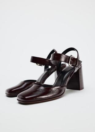 Туфлі бордово-червоні жіночі zara new