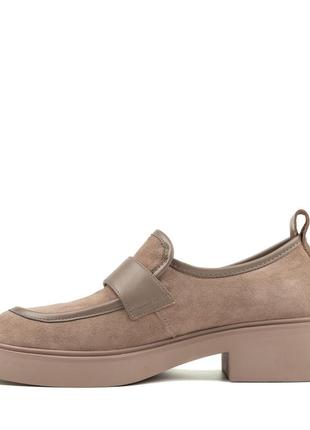 Туфлі-лофери жіночі замшеві бежеві бежеві 2286т-а5 фото