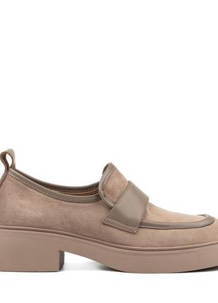 Туфлі-лофери жіночі замшеві бежеві бежеві 2286т-а4 фото