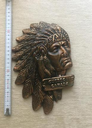Индеец настенное панно металл силумин времен ссср декор винтаж маска