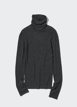 Гольф uniqlo темний у смужку серії heattech (extra warm)