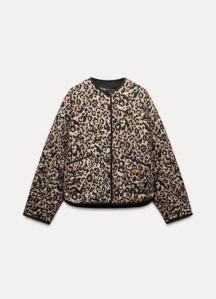 Стьобана куртка з лео принтом zara new
