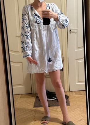 Плаття zara вільне з вишивкою