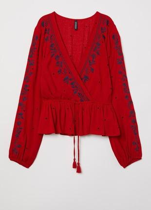 Брендовая нарядная блуза с вышивкой divided by h&m этикетка