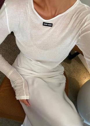 Лонслив лонг в стиле miu miu miu трендовая базовая вещь топ качества