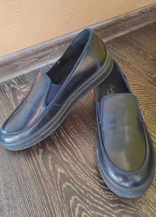 Детские школьные синие туфли