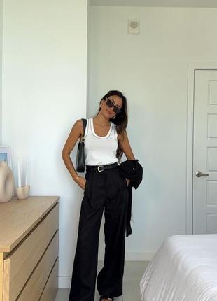 Прямые льняные брюки zara лен брюки