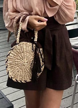 Натуральна соломʼяна сумка ручної роботи