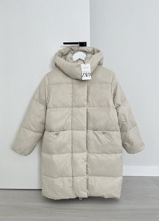 Пуховик zara пухове пальто куртка