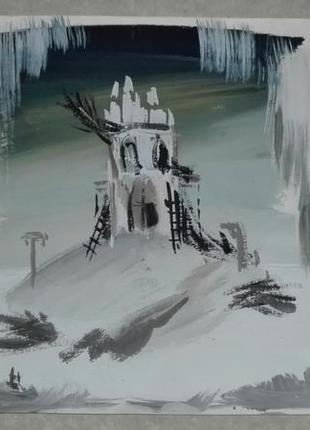 Белая ворона театр 1989г. художник в.ф.геращенко (1924г.р.) нху. акв.