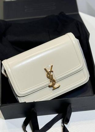 Сумка женская кожаная маленькая белая молочная кремовая брендовая в стиле solferino люкс