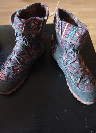 Jacquard lace up zipper flat boots sales