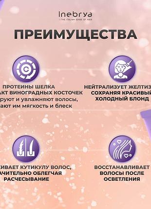 Маска для осветленных или седых волос inebrya blondesse no-yellow mask