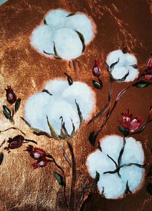 Кругла інтер'єрна картина бавовна і шипшина