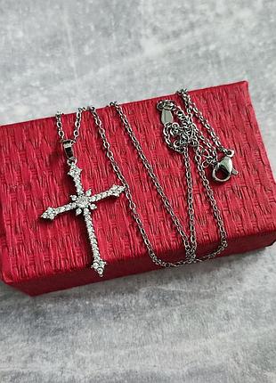 Цепочка колір срібло з хрестіком