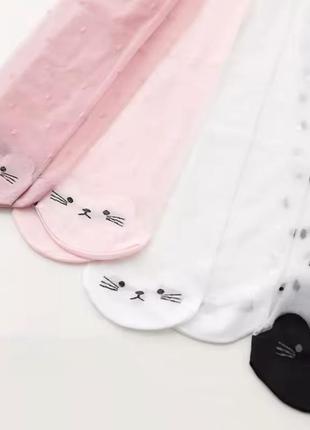 Капроновые колготы с котиком в горох