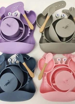 Силиконовая посуда краб 7 цветов / силиконовый набор