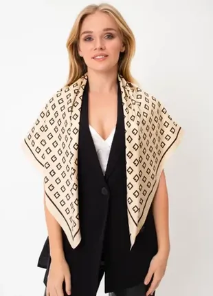 Бежева шовкова хустка хустина платок на шию на сумку косинка шарф шовк армані 90×902 фото