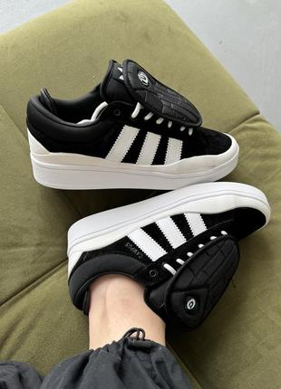 Adidas campus x bad bunny black/white7 фото