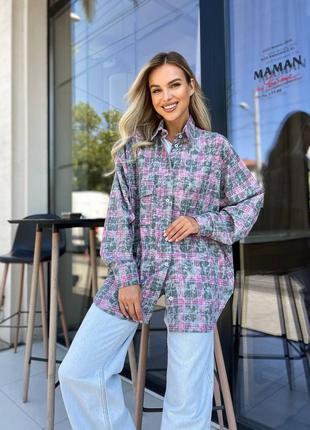 Сорочка (рубашка) жіноча варьонка котон в клітинку 42-48 бордова, помаранчева, сіро-рожева