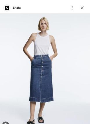 Джинсовая юбка миди massimo dutti