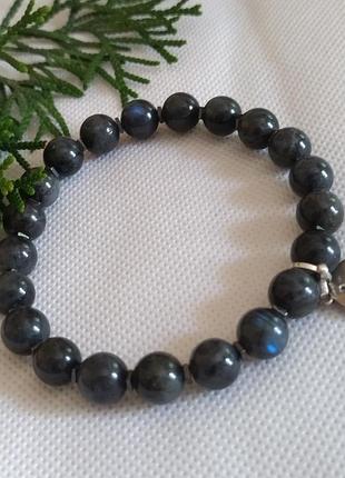 Браслет черный звёздчатый лабрадорит