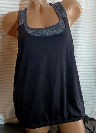 Майка 2 в 1 спортивная женская, борцовка с топом