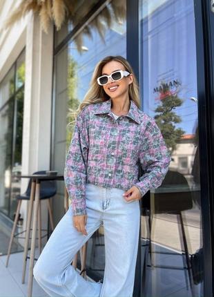 Сорочка (рубашка) укорочена жіноча варьонка котон в клітинку 42-48 бордова, сіро-рожева, помаранчева